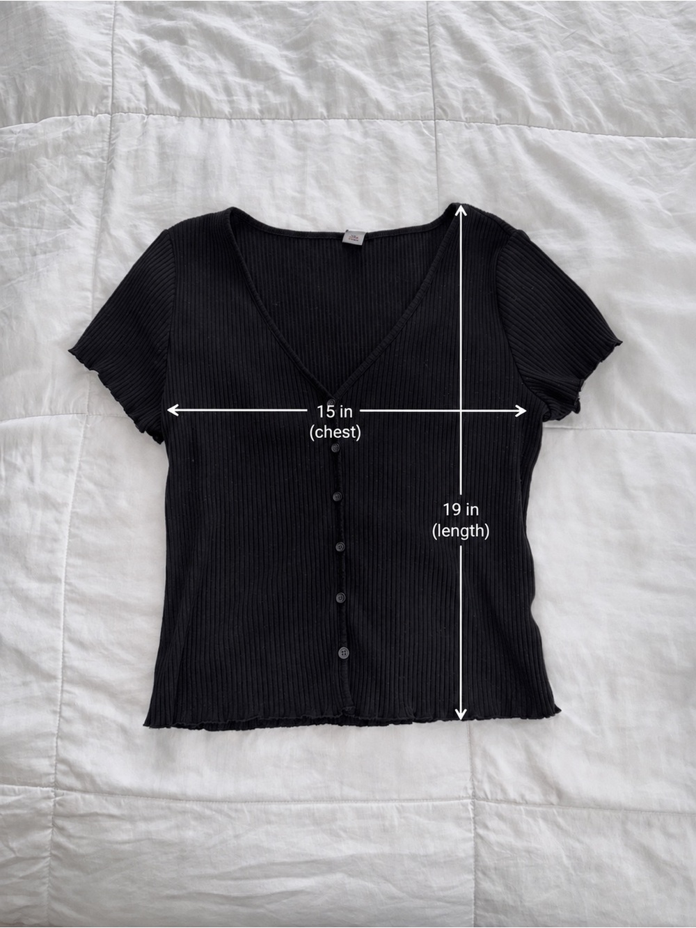 Old Navy Black Ribbed V-Neck Button Front Top